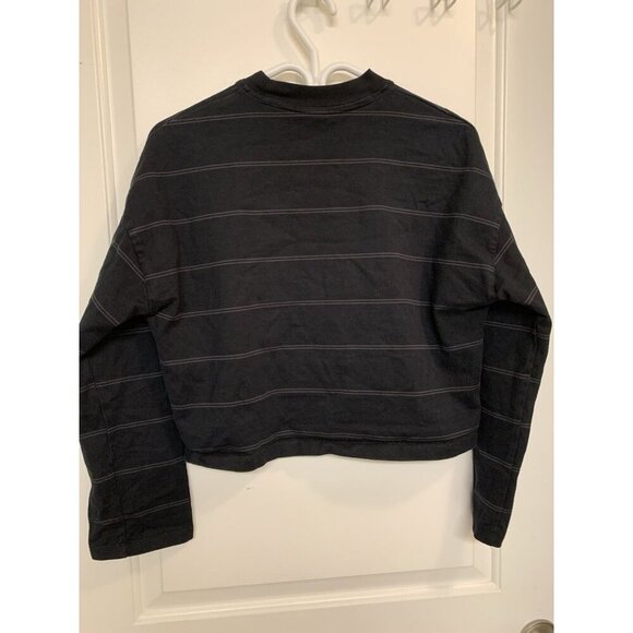 Nike black and grey Striped Cropped Long sleeve Thick Cotton Crew Neck Women XS - Picture 3 of 8